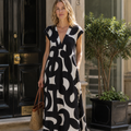 Sorisa Robe Femme Col V – Robe Légère Fluide, Style Polyvalent Casual Chic