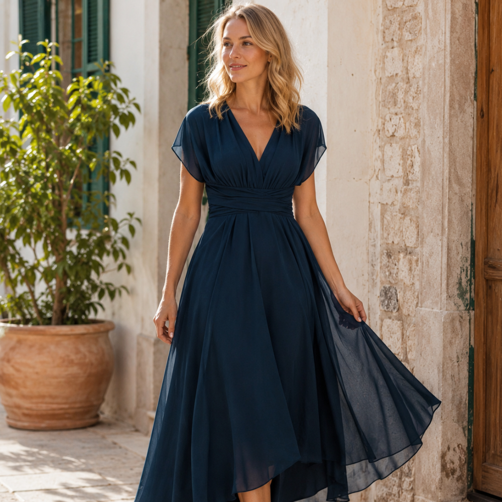 Sandra Vestido Mujer A-Line – Vestido Corto con Escote en V, Ligero Verano Casual Chic