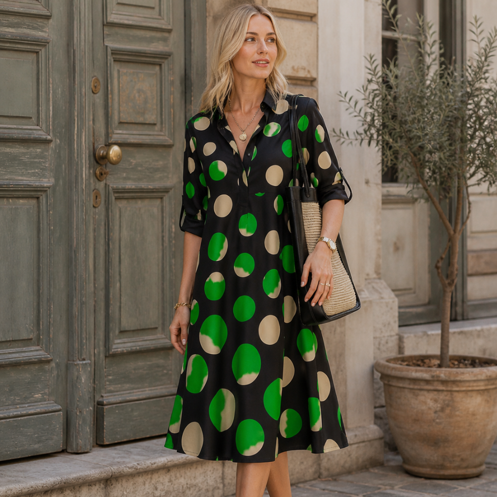Marife Abito Donna Midi Elegante – Vestito Fluido Classico, Stile Versatile Casual Chic