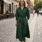 Selena Abito Lungo Donna – Vestito Maxi Casual Elegante con Bottoni e Maniche Lunghe