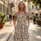 Aira Robe d'été Femme – Robe Mini avec Col en V, Manches Volantées et Poches