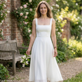 Sussie Robe Femme Midi Élégante – Robe Col Carré, Cérémonie Chic