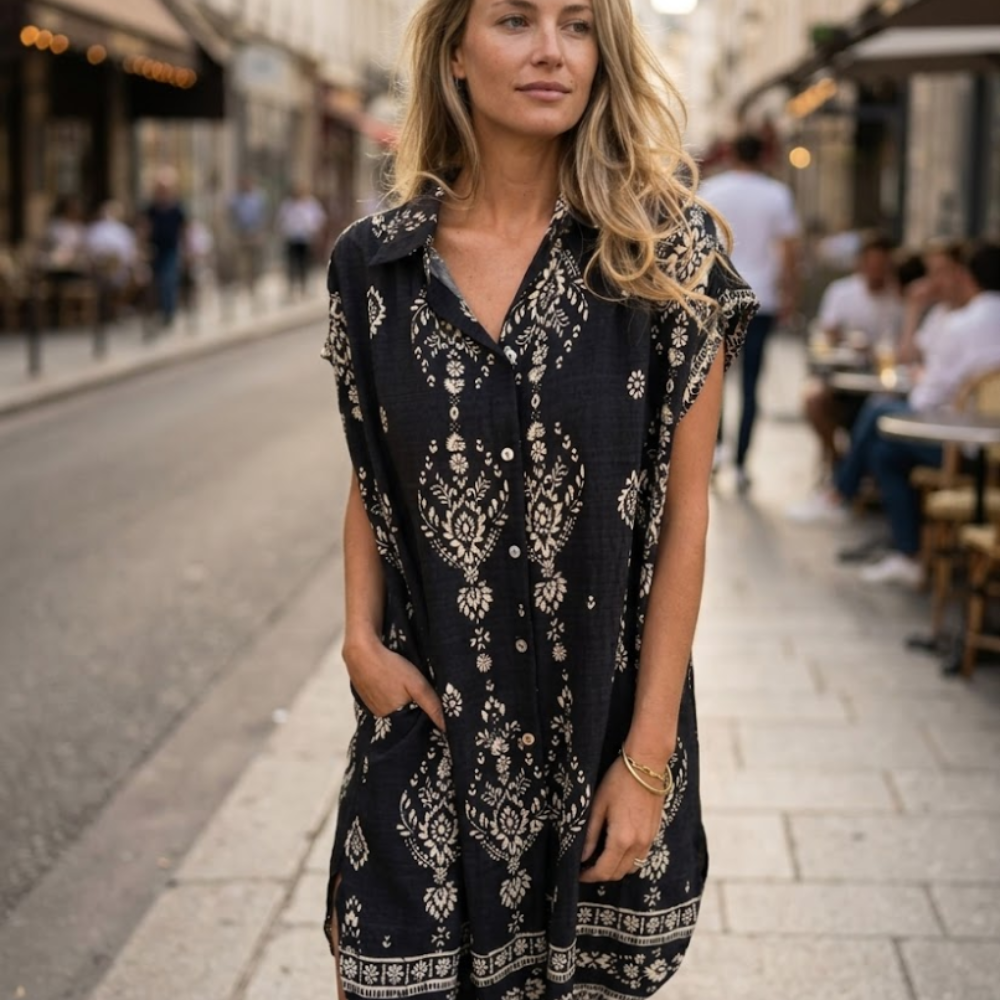 Serenity Abito Camicia Donna Bsubseach – Vestito Estivo Floreale in Lino con Bottoni e Tasche