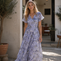 Bella Abito Donna Maxi Floreale – Vestito Scollo V Maniche Corte, Fluido Estivo