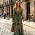 Mirabella Vestido para Mujer – Vestido Largo Floral, Escote en V, Cintura Alta, Elegante de Verano