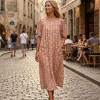 Marta Vestido para Casa Mujer – Vestido Cómodo de Algodón, Botones y Bolsillos para Relajarse