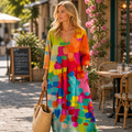 Rory Vestido Mujer Cuello en V – Vestido de Tul Ligero y Fluido, Elegante Casual Chic