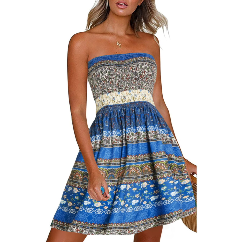 Eliana Abito Estivo Donna – Vestito Corto Off Shoulder con Stampa Boho