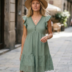 Chiara Abito Donna – Vestito Estivo Mini, Copricostume Pizzo, V-Collo Elegante