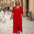 Soraia Robe de Plage Femme – Robe Bohème Plage, Paréo Long avec Franges