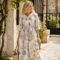 Jenny Abito Donna Midi Cotone Lino – Vestito Elegante con Lacci, Leggero Casual Chic