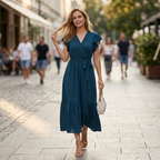 Ava Abito Maxi Donna – Vestito Boho con Scollo a V, Volant e Cintura