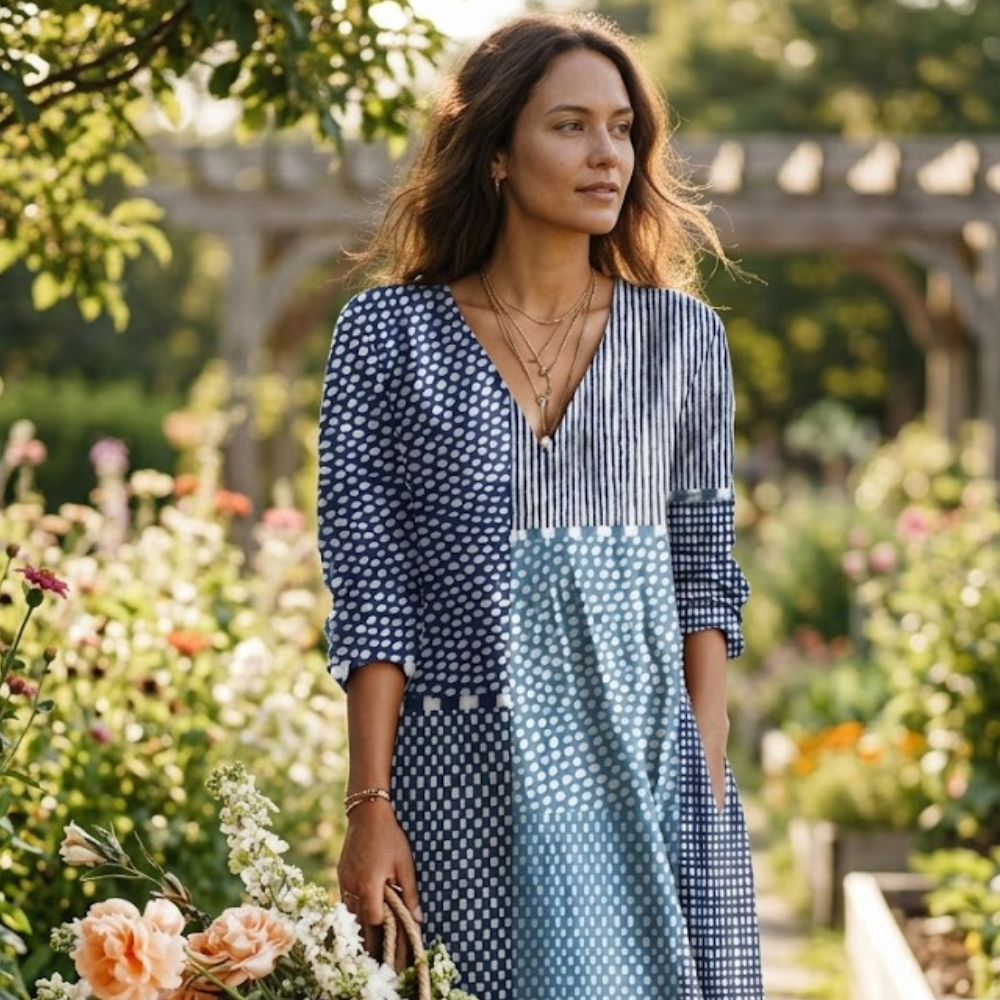 Nora Women's Summer Dress – Dress in Sea Tones, Flowing, Light, Casual Elegant