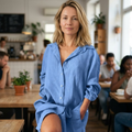 Giada Women's Shirt Dress – Casual Maxi Cotton and Linen Dress with Collar