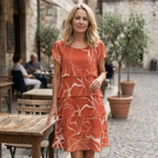 Aurora Vestito Boho Estivo da Donna – Abito Midi Floreale con Volant e Scollo Rotondo