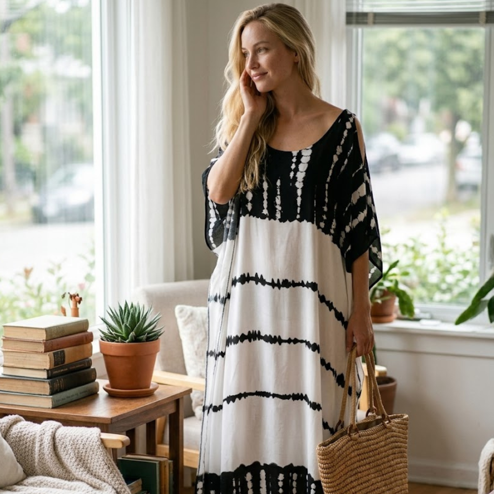 Layla Women's Beach Caftan – Long Boho Oversized Summer Kaftan Dress