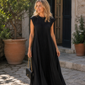 Lucresia Abito Donna Midi Plissé – Vestito A-Line, Maniche Volant Elegante Casual