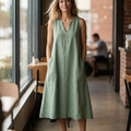 Giulia Robe Maxi en Lin pour Femme – Robe d'Été Sans Manches avec Poches