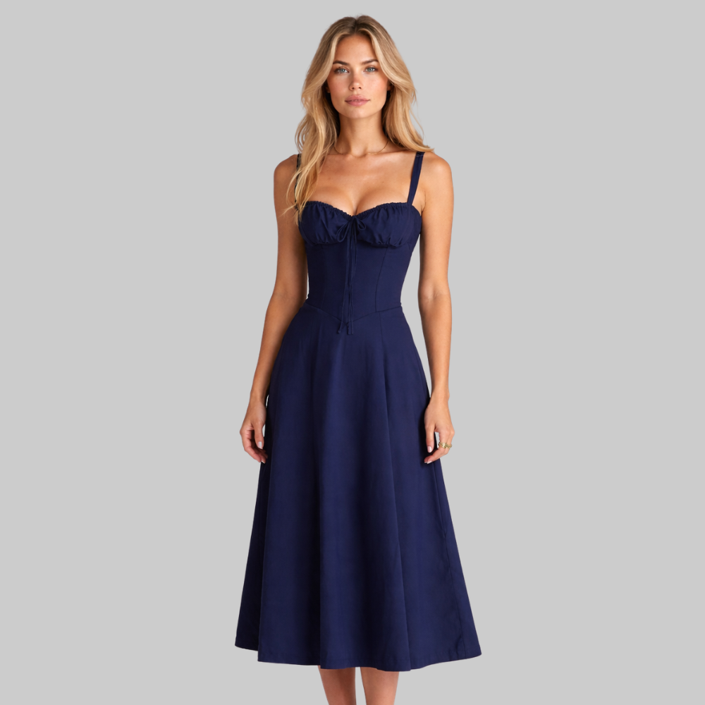 Penny Abito Donna Midi Elegante – Vestito Corsetto con Gonna Fluida e Vita Definita