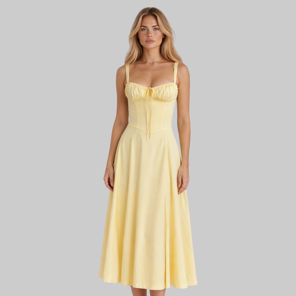 Penny Abito Donna Midi Elegante – Vestito Corsetto con Gonna Fluida e Vita Definita