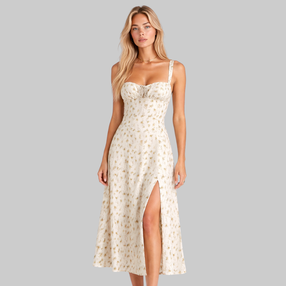 Penny Abito Donna Midi Elegante – Vestito Corsetto con Gonna Fluida e Vita Definita