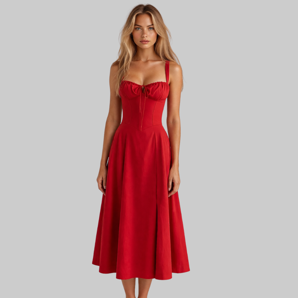 Penny Abito Donna Midi Elegante – Vestito Corsetto con Gonna Fluida e Vita Definita