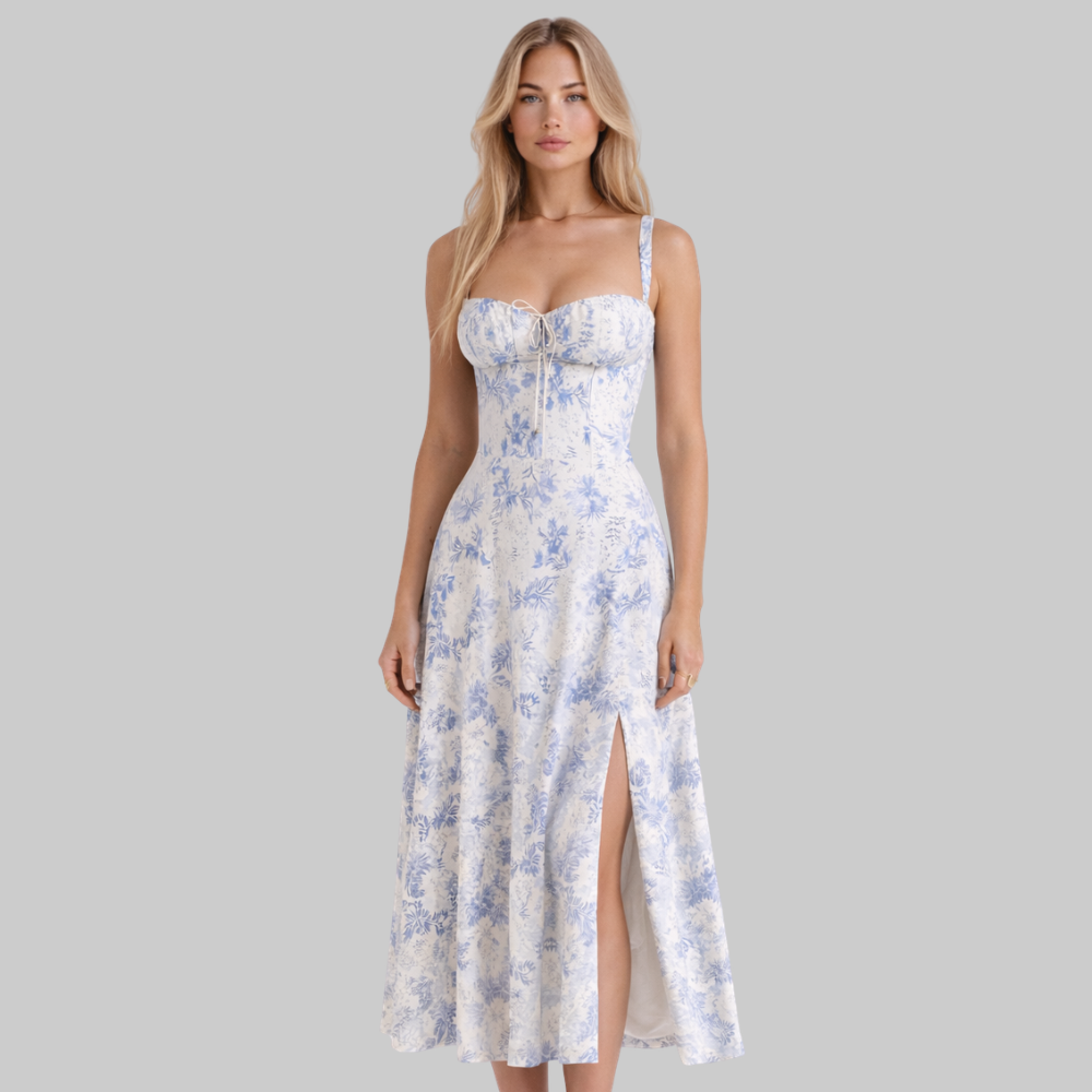 Penny Abito Donna Midi Elegante – Vestito Corsetto con Gonna Fluida e Vita Definita