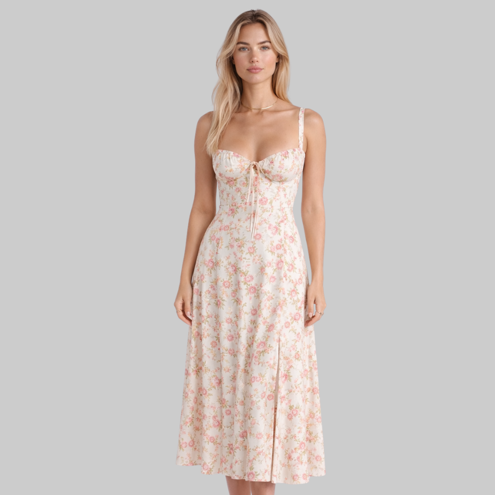 Penny Abito Donna Midi Elegante – Vestito Corsetto con Gonna Fluida e Vita Definita