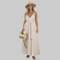 Isabel Women's Maxi Dress in Viscose – Summer Dress with V-Neck and Adjustable Straps