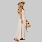 Isabel Women's Maxi Dress in Viscose – Summer Dress with V-Neck and Adjustable Straps