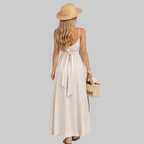 Isabel Women's Maxi Dress in Viscose – Summer Dress with V-Neck and Adjustable Straps