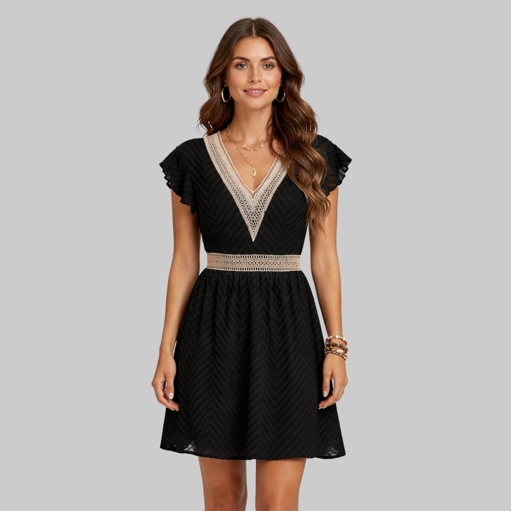 Avei Abito Donna Corto Estivo – Vestito Boho con Scollo a V e Dettagli Lavorati