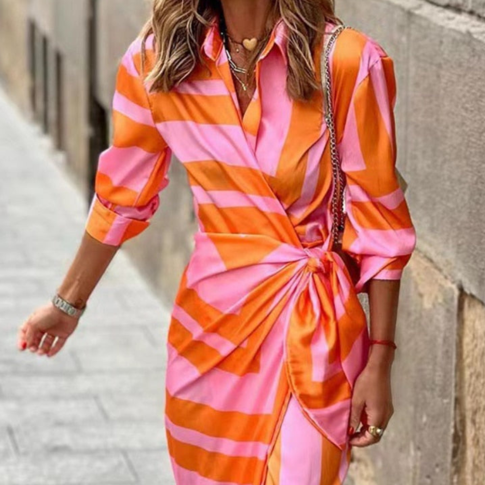 Tanya Women's Summer Dress – Colorful Midi Dress, Elegant Flowing Casual Chic