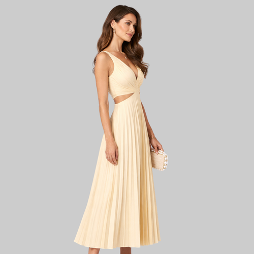 Blue Abito Donna Maxi Elegante – Vestito Fluido Estivo con Vita Valorizzante