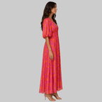 Nalia Vestido Largo de Mujer – Estampado Floral, Escote en V y Corte Fluido de Verano