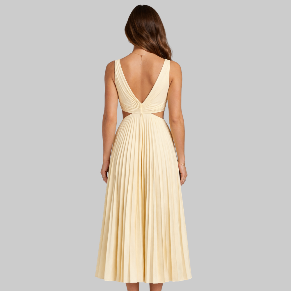 Blue Women's Elegant Maxi Dress – Flowing Summer Dress with Flattering Waist