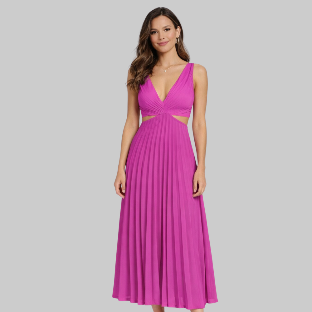 Blue Abito Donna Maxi Elegante – Vestito Fluido Estivo con Vita Valorizzante