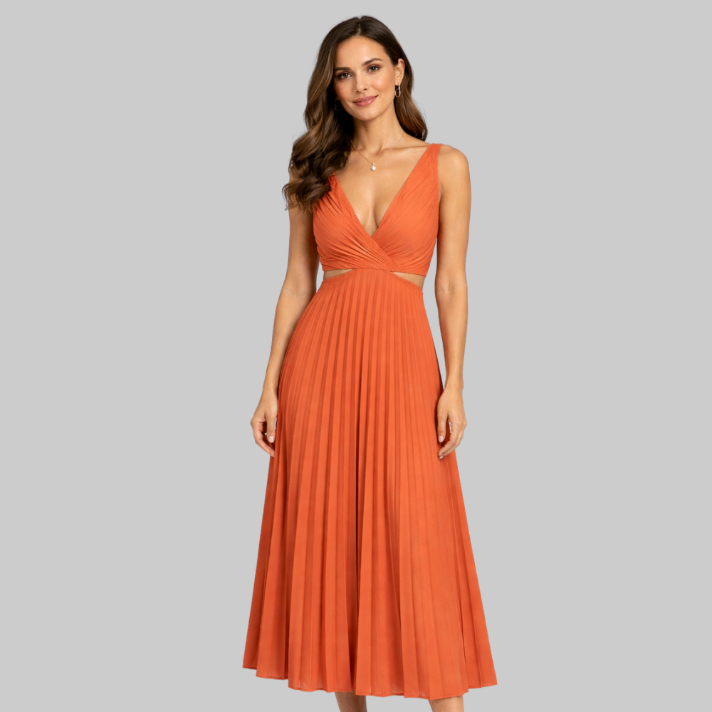 Blue Abito Donna Maxi Elegante – Vestito Fluido Estivo con Vita Valorizzante