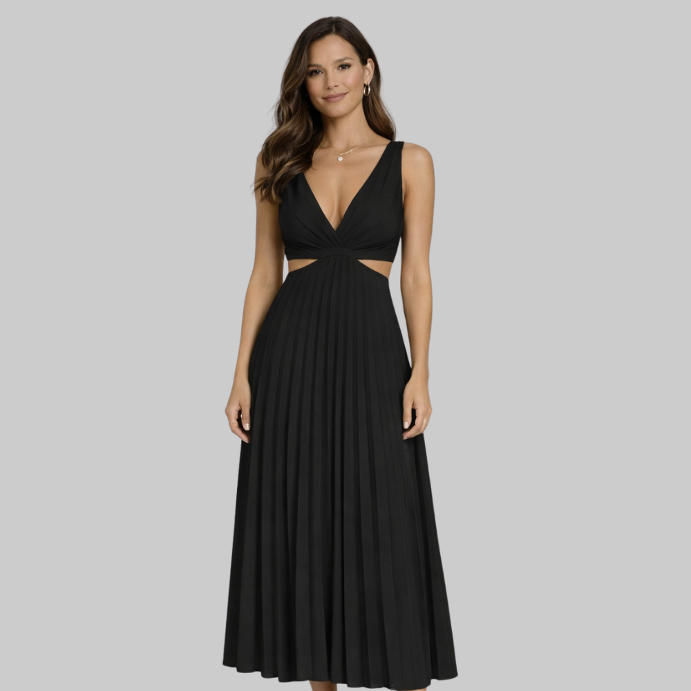 Blue Abito Donna Maxi Elegante – Vestito Fluido Estivo con Vita Valorizzante