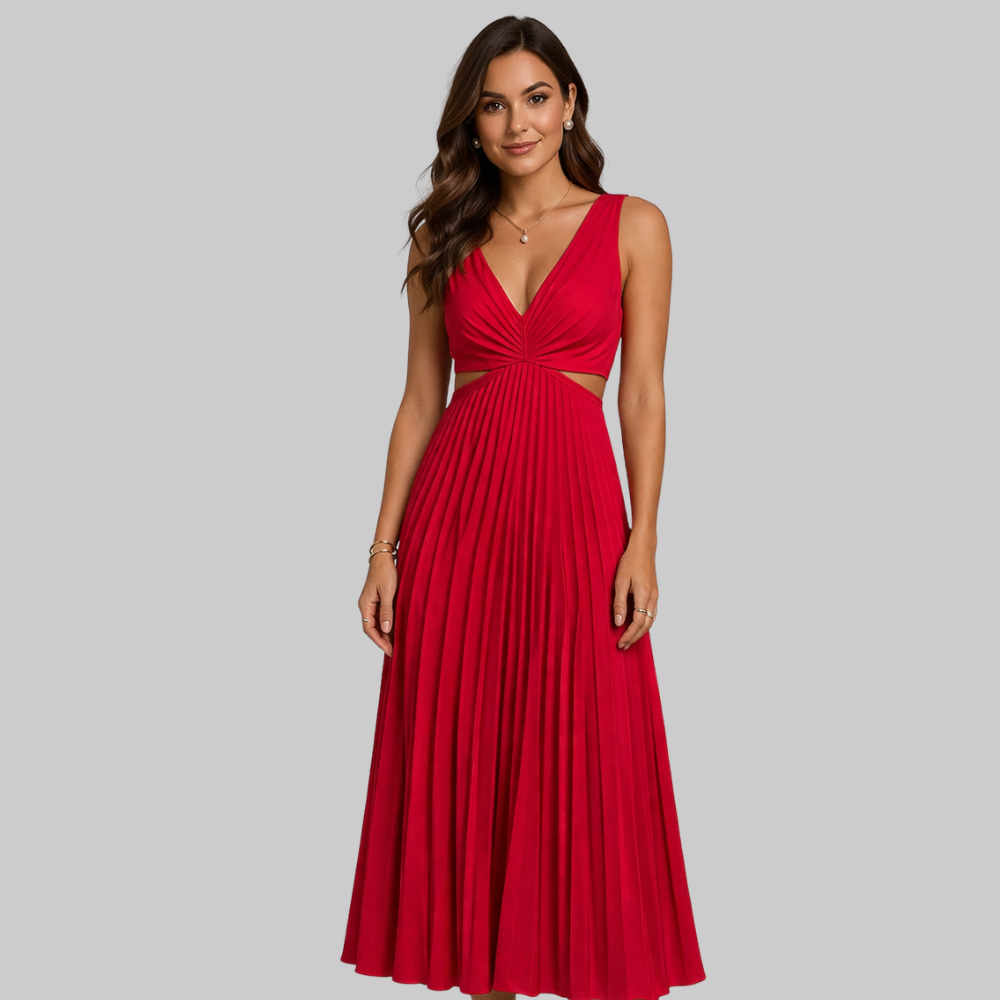 Blue Abito Donna Maxi Elegante – Vestito Fluido Estivo con Vita Valorizzante