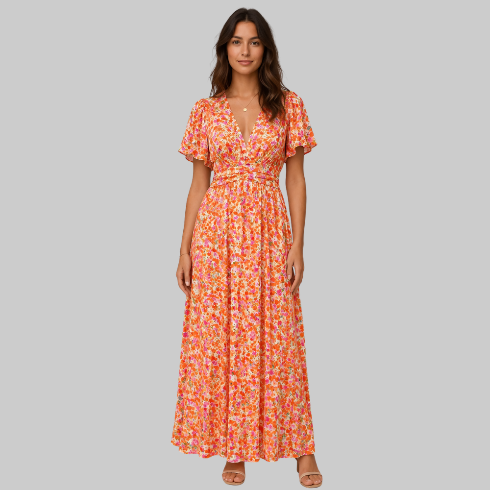 Anja Vestito Lungo Donna – Scollo V Elegante, Taglio Fluido & Stile Raffinato