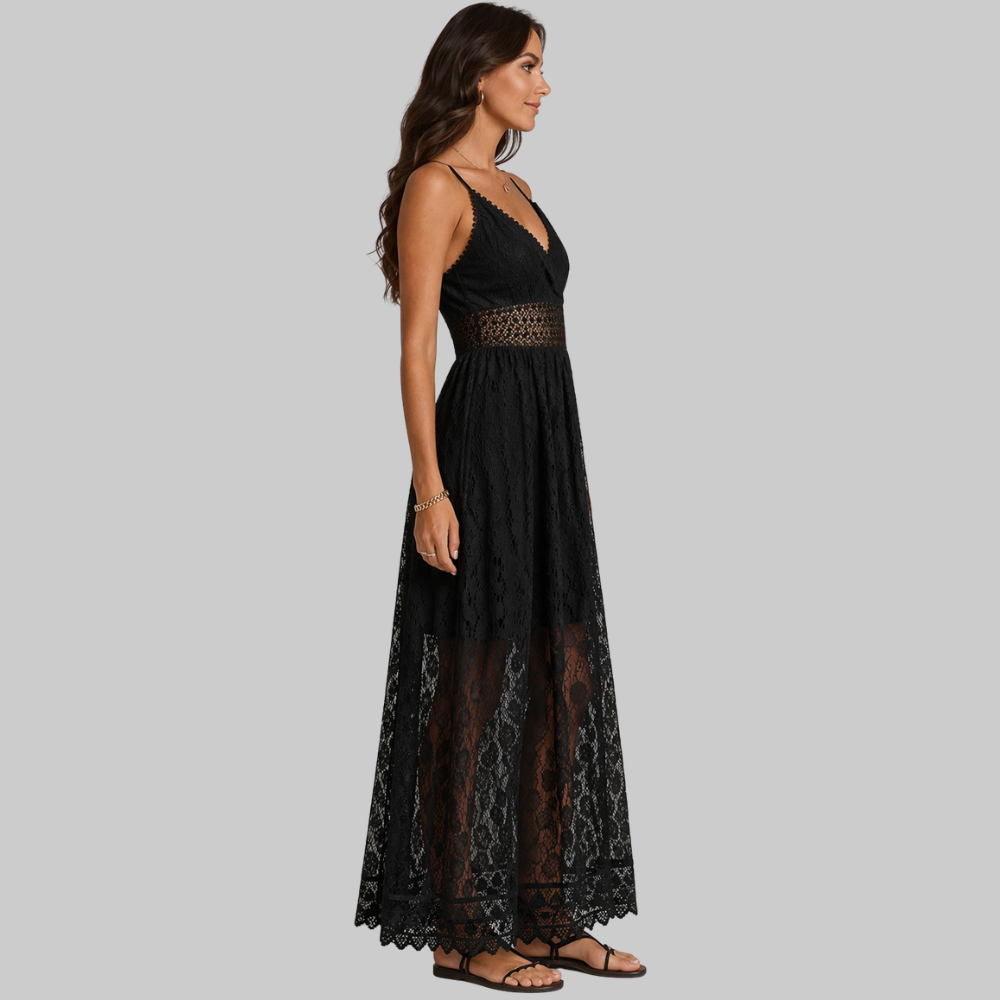 Billie Women's Elegant Summer Dress – Lace Dress with Thin Straps and Flattering Fit