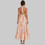 Soraya Abito Donna Maxi Elegante – Vestito Halter con Schiena Scoperta e Stampa Floreale
