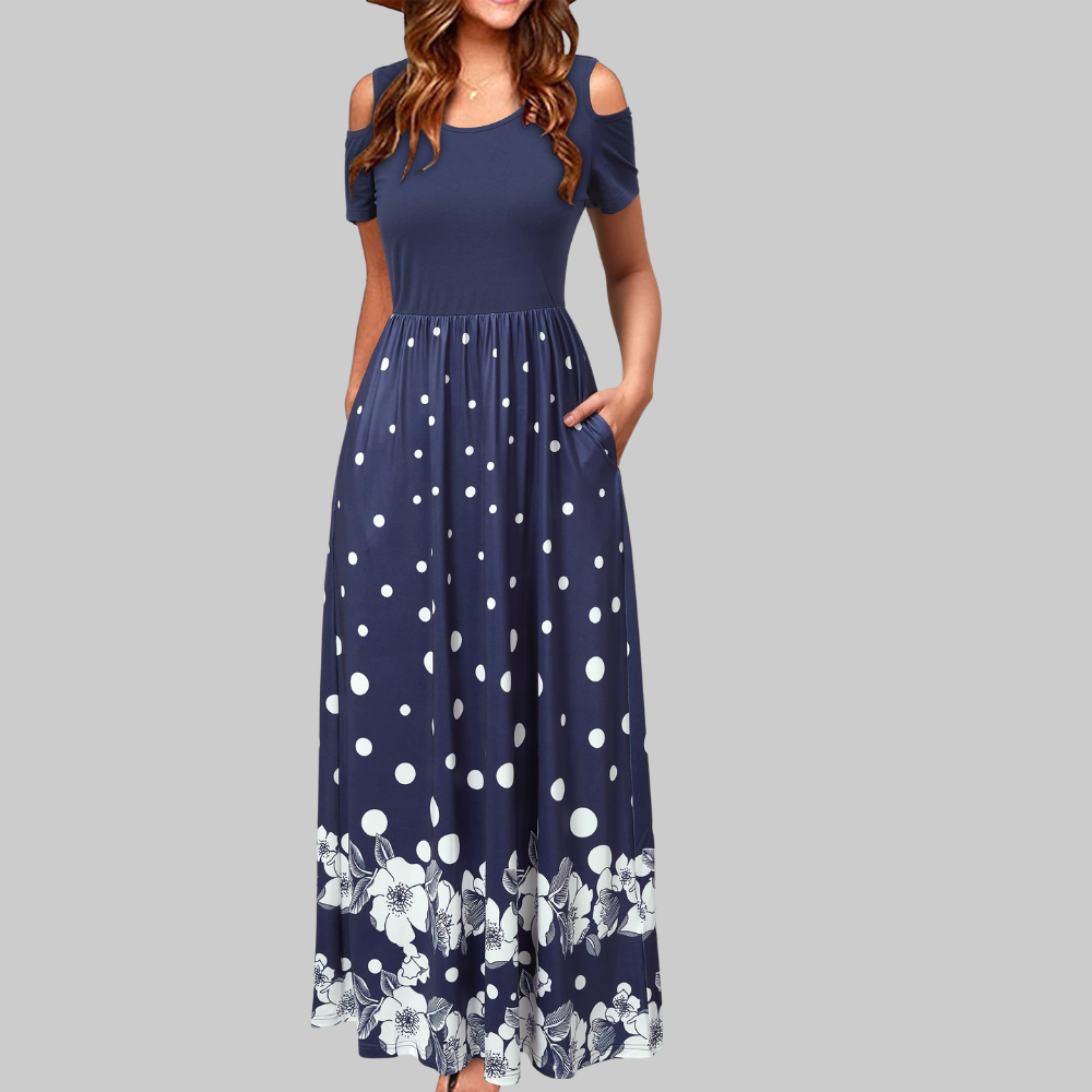 Natalie Abito Maxi Donna – Vestito Lungo Cold Shoulder con Tasche