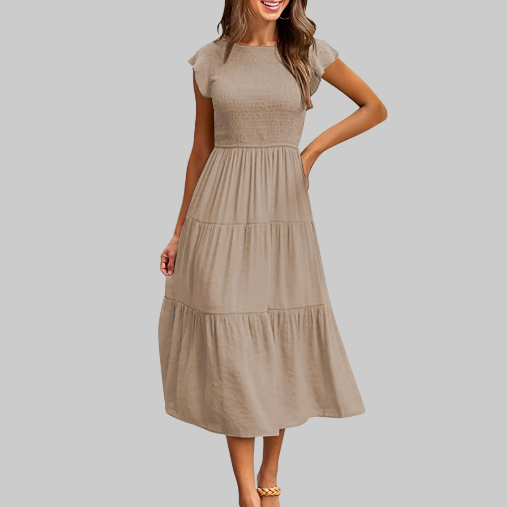 Zoe Vestido de Verano para Mujer – Vestido Línea A con Volantes, Cintura Elástica y Forro