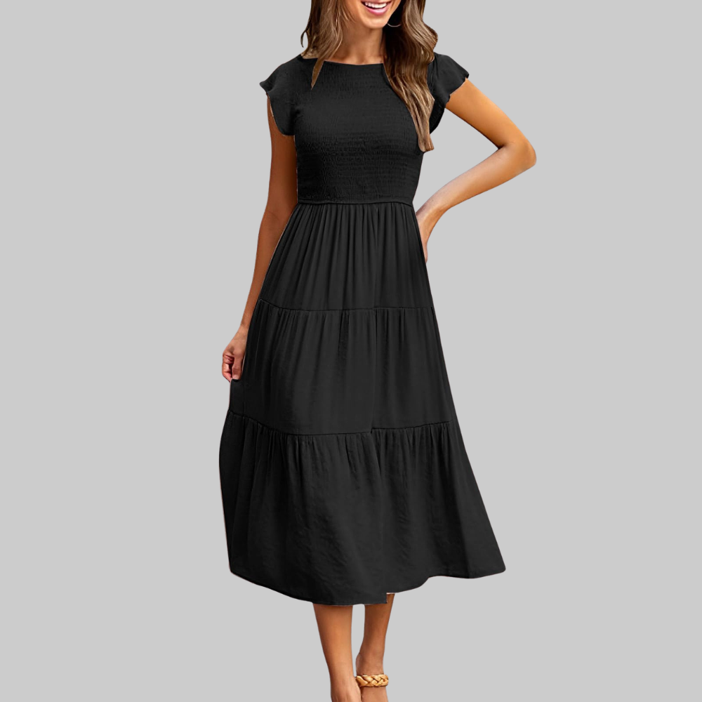 Zoe Vestido de Verano para Mujer – Vestido Línea A con Volantes, Cintura Elástica y Forro