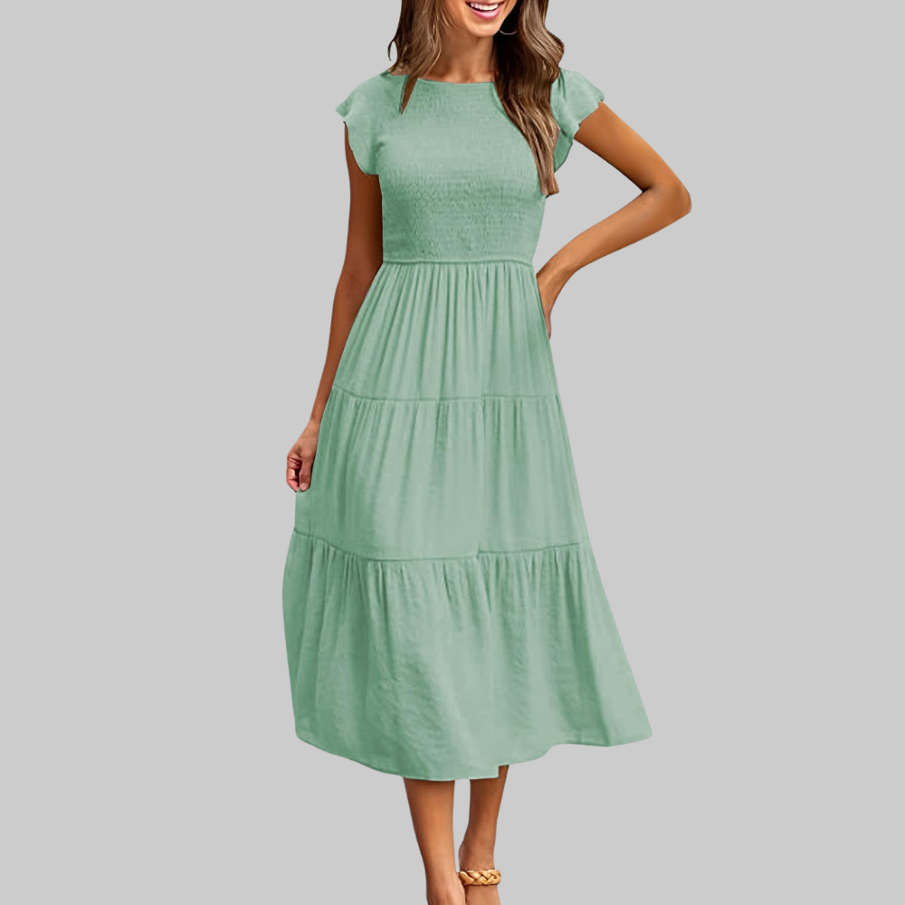 Zoe Vestido de Verano para Mujer – Vestido Línea A con Volantes, Cintura Elástica y Forro
