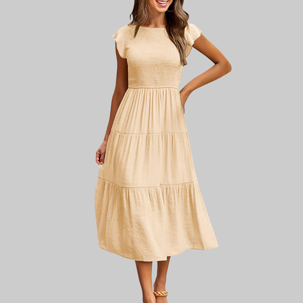 Zoe Vestido de Verano para Mujer – Vestido Línea A con Volantes, Cintura Elástica y Forro