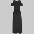 Natalie Women's Maxi Dress – Long Cold Shoulder Dress with Pockets