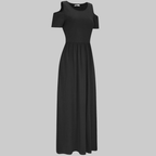 Natalie Women's Maxi Dress – Long Cold Shoulder Dress with Pockets